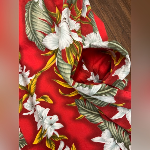 Aloha Mo’i Moi Dress Size Large Red Floral Mumu Roper Vintage Tropical Hawaiian - Picture 9 of 14